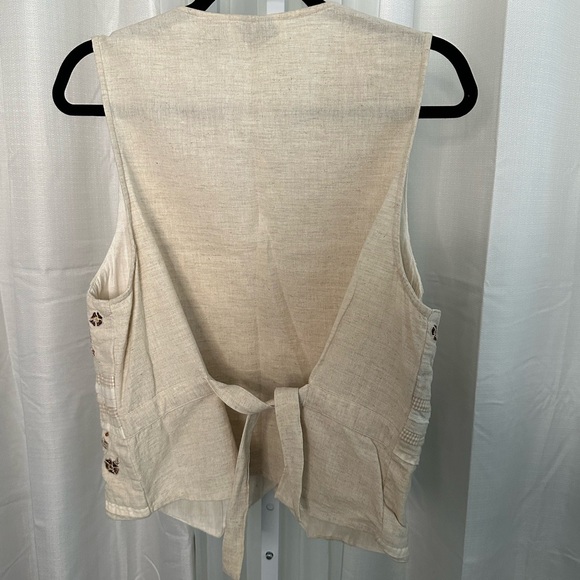 VINTAGE Boho Cottagecore Casey Max Vest Linen Embroidered Women’s L - Picture 5 of 8